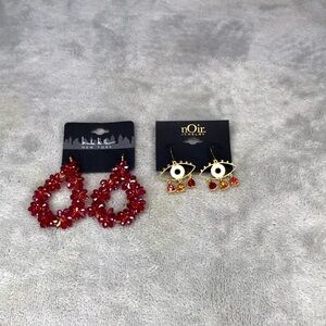 Nicole Miller and Noir Shimmer Dangle Earrings New